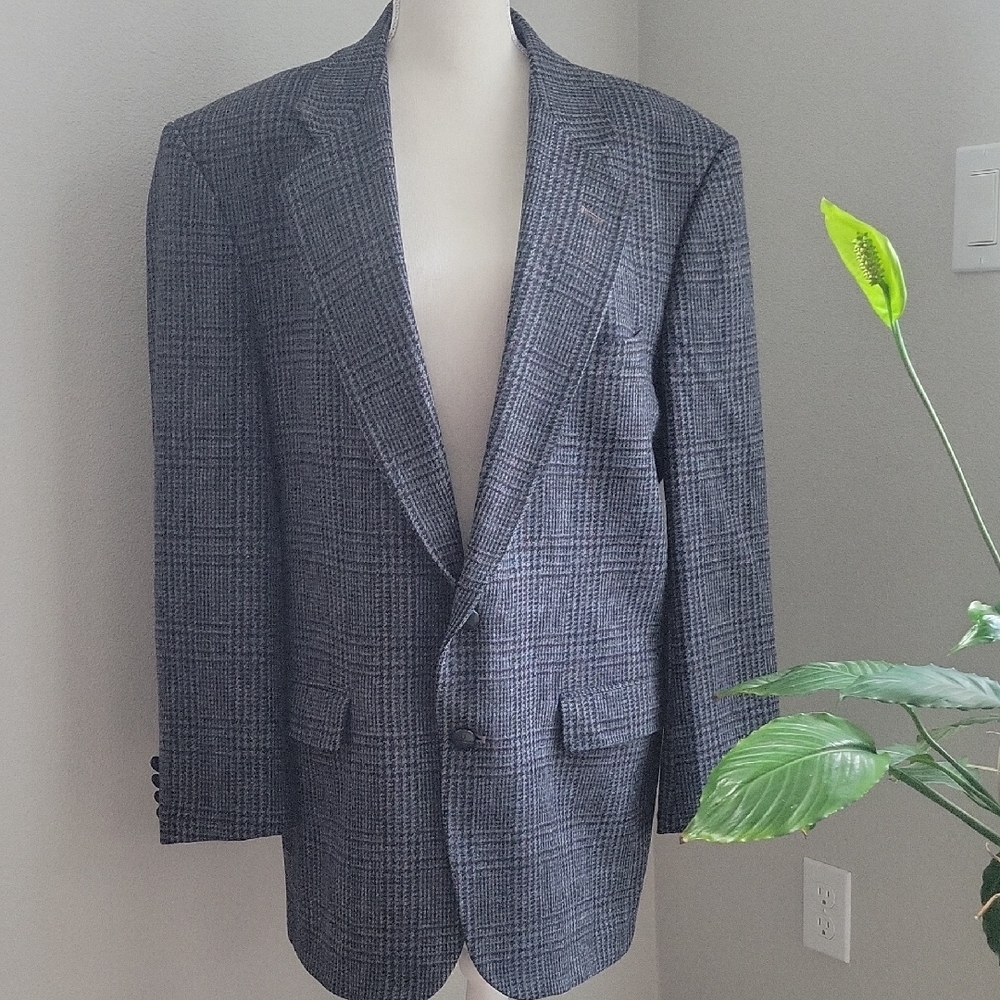 Vintage Woolrich Blazer Plaid Wool Blue Multicolor Excellent Condition